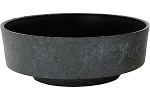 The HC Companies 8 Inch Round Plastic Succulent Capri Bowl 8"x8"x3" in Faux Concrete Color