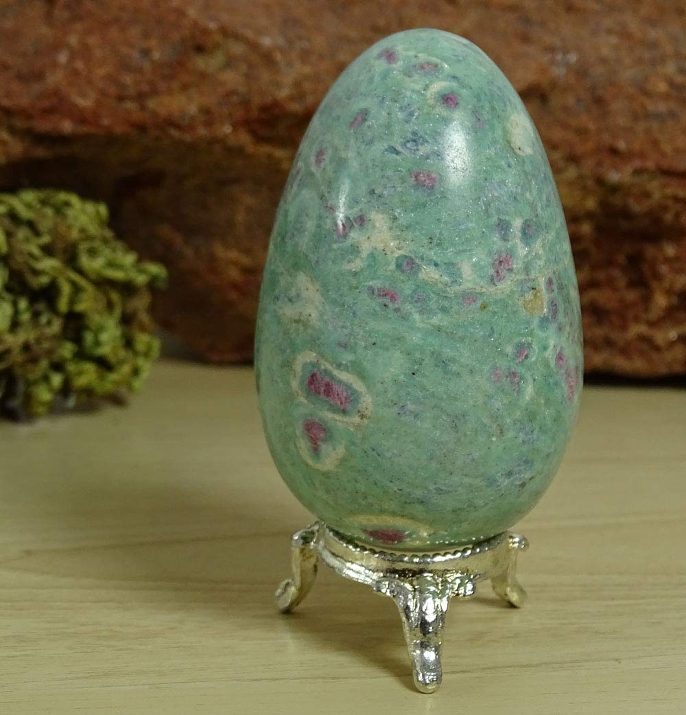 REIKIERA Home Decorative Ruby Fuschite Crystal Egg Carved Stone Chakra Healing-45-60 mm