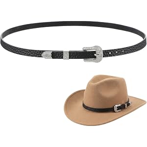 RAHHLIZS Cowboy Hat Bands for Men Women, Adjustable Leather Western Band for Cowboy Hats, Cowgirl Accessories with Vintage Bu