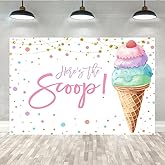 Lofaris 5x3ft Here's The Scoop Pink Ice Cream Backdrop Sweet One Two Sweet Summer Background for Princess Girl Happy Birthday Photography Baby Shower Party Decoration Banner Photo Props Supplies