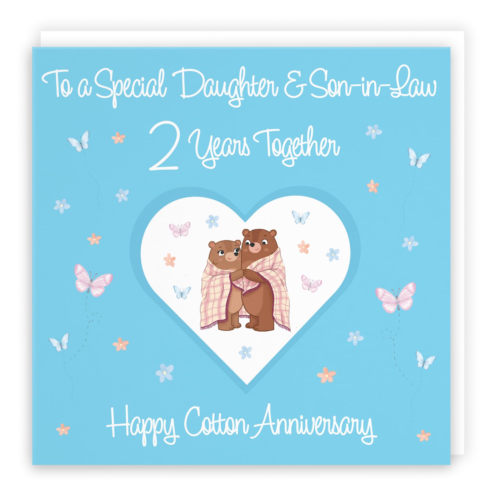 Hunts England - Daughter & Son-in-Law 2nd Anniversary Card - 2 Years - Cotton Anniversary - Romantic Meadows - Fun Card - Second Anniversary Card For Daughter And Son-in-Law — image 1