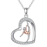 YONFQE Gymnastics Necklace S925 Sterling Silver Sport Pendant Gymnastics Team Jewelry Gifts for Men Women