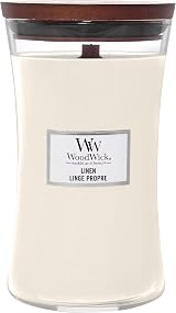 WoodWick Large Hourglass Scented Candle Linen with Crackling Wick 130 Hours