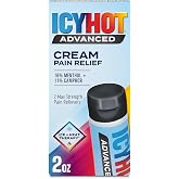 Icy Hot Advanced Pain Relief Cream, Max Strength Menthol and Camphor, 2 oz. | Fast-acting Menthol 16% and Camphor 11%, ice and heat contrast therapy for backaches, joints, muscle strains and arthritis