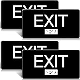 Memorywuu 4 Pcs ADA Compliant Exit Sign with Tactile Braille 6 x 3 Inch Plastic Exit Sign for Business with Adhesive Mounting