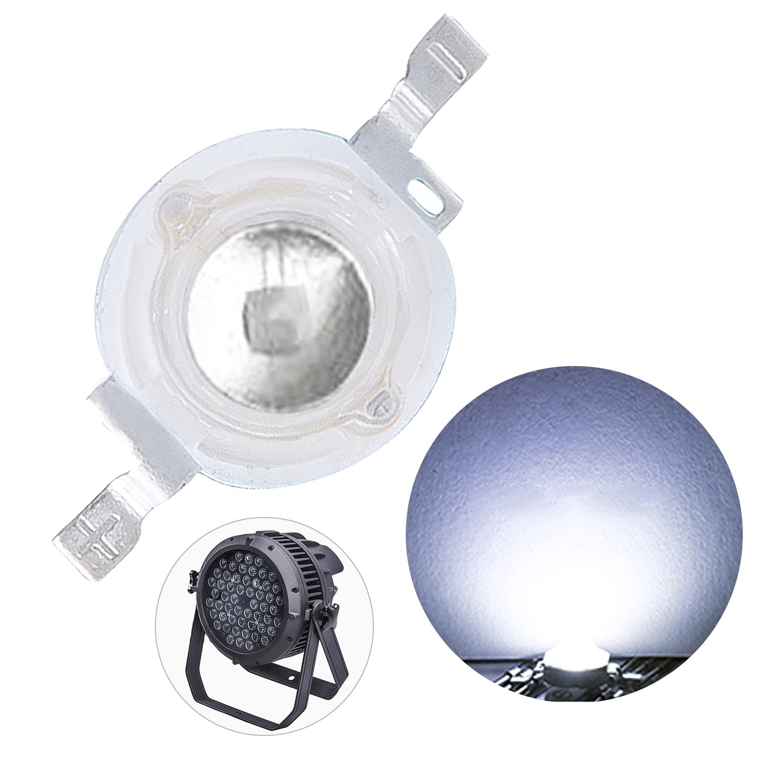 (Pack of 20) 3W 6500K Cold White Led Beads, Led Chip, Led Lamp Bulb for LED Stage Lights