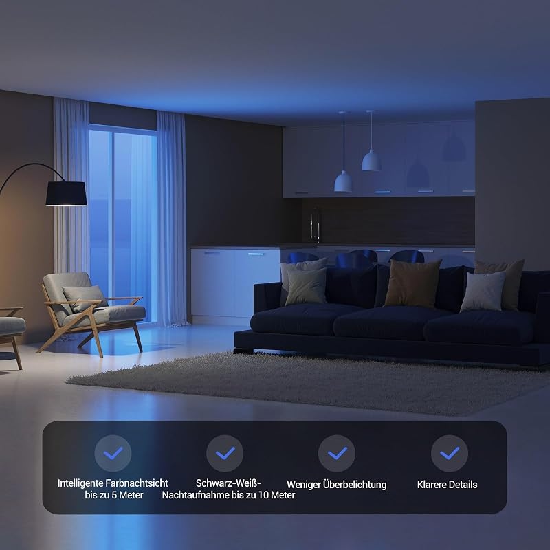 2K WLAN Überwachungskamera Innen, 360º PTZ Indoor Kamera mit Personenerkennung und -verfolgung, Farbige Nachtsicht, Geräuscherkennung, Zwei-Wege-Audio, Auto-Crusier, CP1 Pro