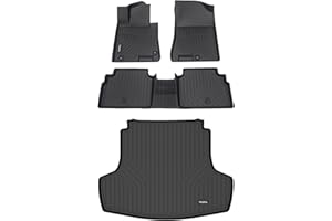Wailtnb-Car Floor Mats & Cargo Trunk Liners Compatible for Kia K5 2021-2025 & Hyundai Sonata 2020-2025 All-Weather Rubber Mat Protection Black