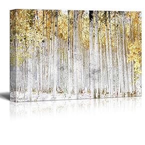 Abstract Trees with Yellow Leaves Wall Decor