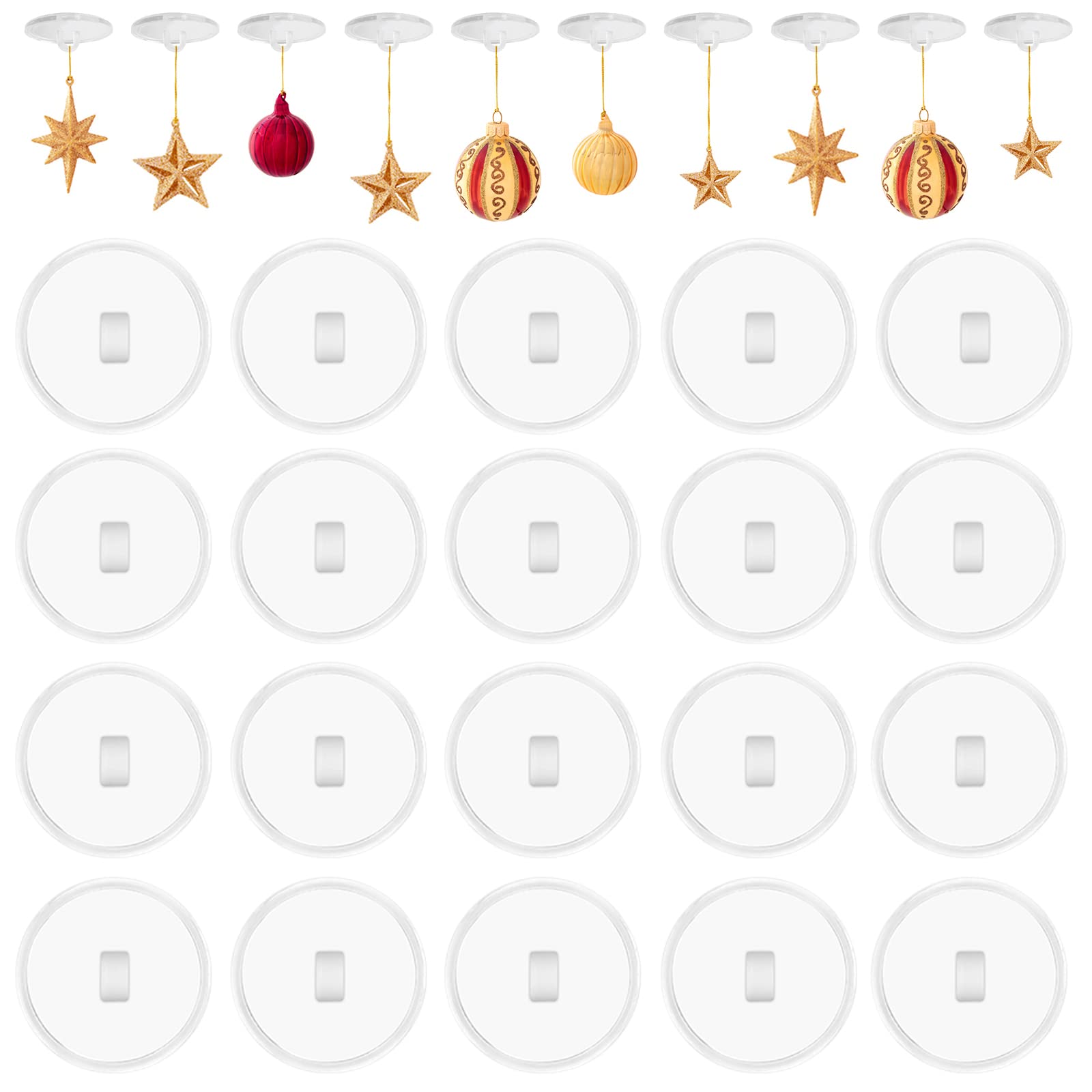 Ledoo Self-Adhesive Ceiling Hooks, 30 Pieces, Adhesive Hooks, No Drilling, Self-Adhesive Transparent Wall Hooks for Kitchen, Bathroom, Wall, Door, Ceiling for Hanging