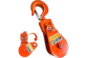 SENKEYFE Snatch Block with Hook, Snatch Block 2 Ton WLL, 3" Sheave for 3/8" Inch Wire Rope, Snatch Block Pulley for Rollback Wrecker Car Hauler, Tow Truck Accessories, Winch Accessories