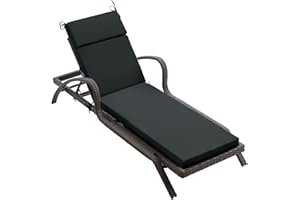 FILUXE Chaise Lounge Cushions Outdoor Furniture, High-Density Foam Chair Cushion with Ties, Weather & Fade Resistant - Patio Recliner Chairs Cushions for Lawn, Pool & Beach 80x26x3 Inch, Deep Grey