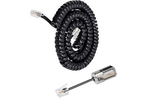 Telephone Handset Cord Detangler,Uvital 1 Pack Landline Handset Cord Cable 10Ft Uncoiled(1.2 Ft Coiled) and 1 Pack Anti-Tangl
