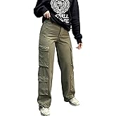 Cargo Pants for Women - High Waist Wide Leg Trousers with Pockets Y2k Trendy Casual Baggy Parachute Pants