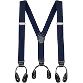 Buyless Fashion Butten End Suspenders for Men - 48" Adjustable Straps 1 1/4" - Y Shape