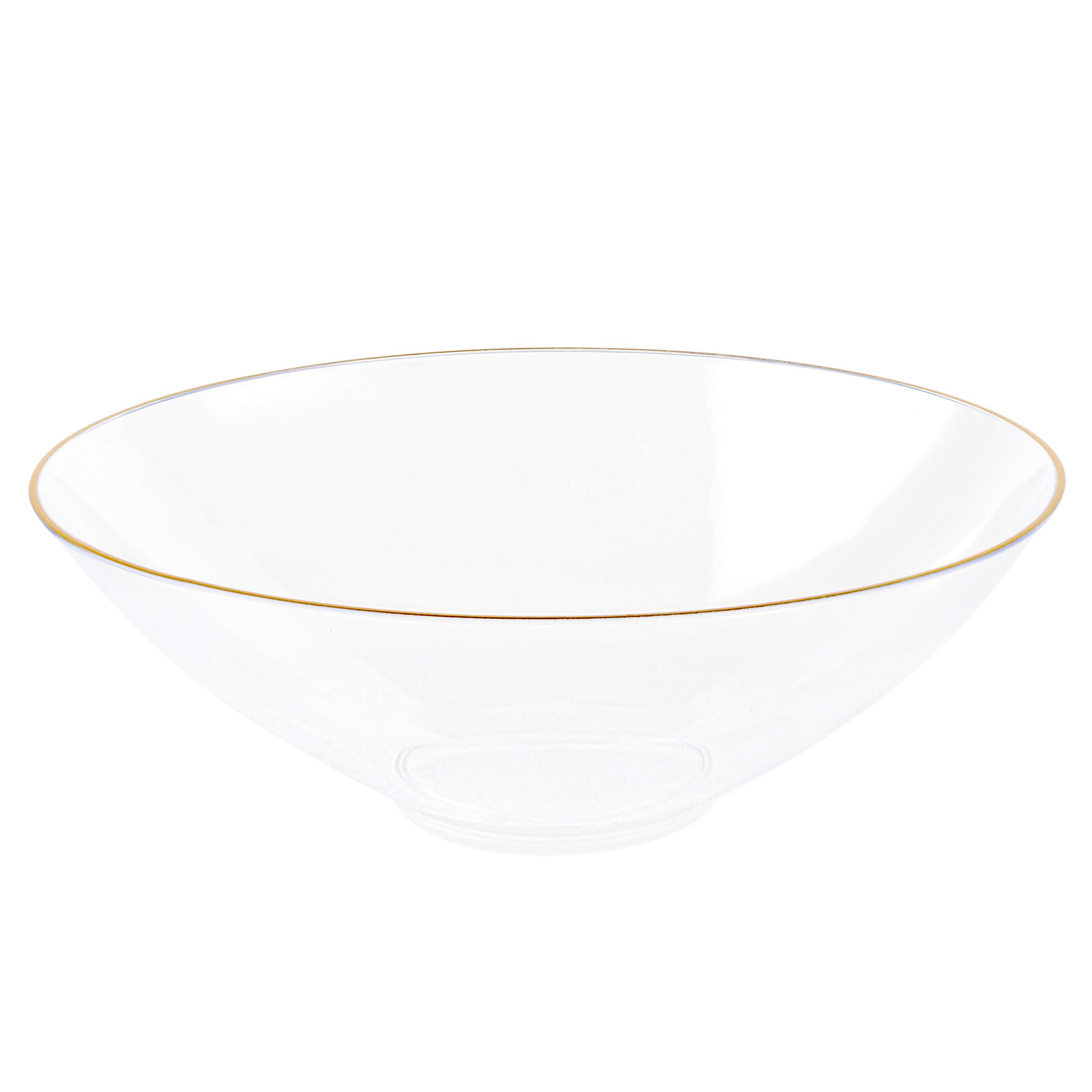 Photo 1 of [16 OZ 40 Count] Clear Plastic organic Party Soup bowls With Gold Rim Premium heavyweight Elegant Disposable Tableware Dishes