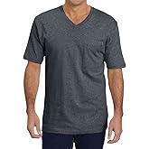 Wihion Mens Short Sleeve Pocket T-Shirts Casual Summer Cotton V Neck Tee Tops