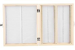 Acouto Laboratory Supply Slide Case Microscope Wooden Box with Lock Storage for Lab Glass Prepared Microscope Slides Storing 
