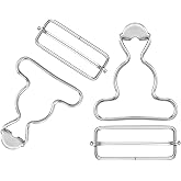 2Pairs Overall Buckles Replacement, Metal No Sew Overall Clasp Replacement, Adjustable Dungaree Suspender Clips with Rectangle Buckle, Silver Overall Hooks Overall Buckles for Jeans Straps Hardware