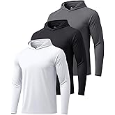 ZITY 3 Pack Men's Sun Protection Hoodie Shirt Fishing Shirts for Men UPF 50+ Long Sleeve Shirt Lightweight Rash Guard