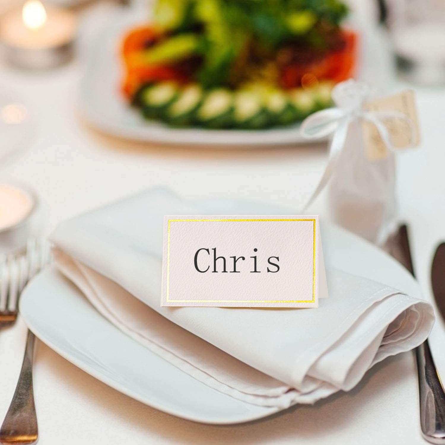 Toncoo 100Pcs Premium Place Cards, Small Table Cards with Gold Foil Border, Escort Cards, Name Cards, Wedding Place Cards for Wedding, Table, Dinner Parties, Seating Cards, 2" x 3.5": Home & Kitchen