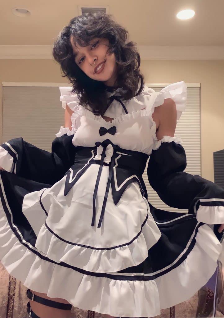 Ainiel Valentines Day Outfit Women Anime Cosplay Lolita Fancy Dress Maid Dress With Socks Headwear Sets