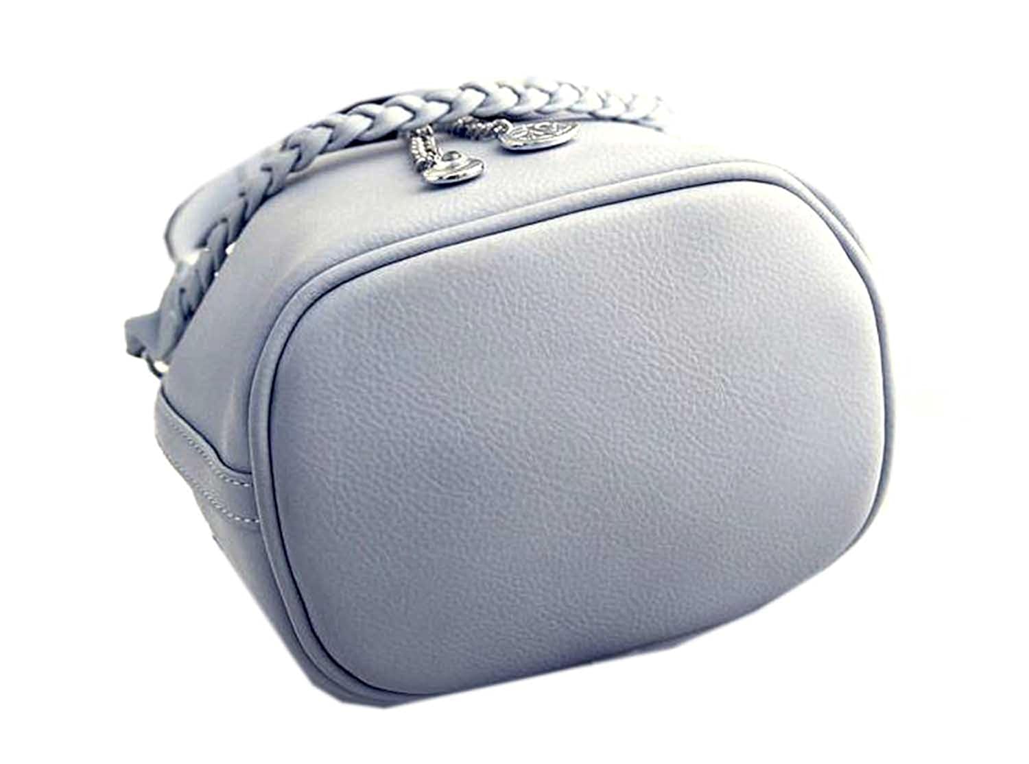 di grazia womens shoulder sling bucket cross body bag (black, black-silver-chain-bucket-handbag)