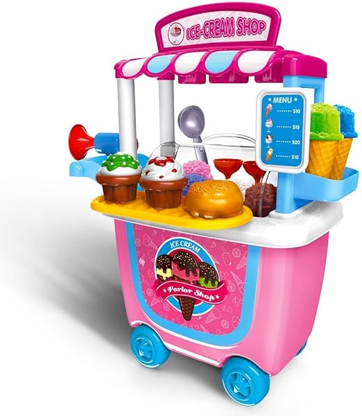 Xlq Juego De Cocina Para Ninas Carrito De Helados Juguetes De Simulacion 31 Piezas Juego De Simulacion Con Estuche Para Mas De Amazon Com Mx Hogar Y Cocina