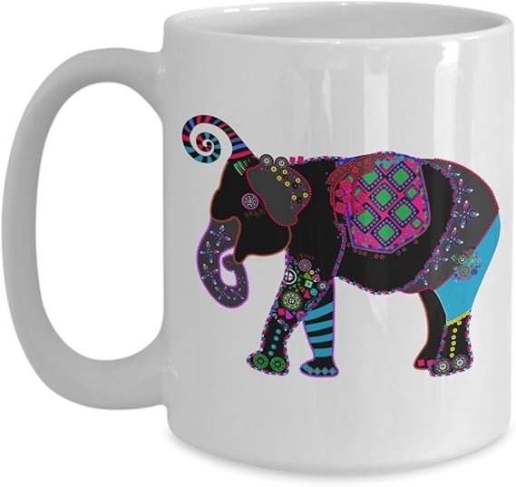 Embellished Elephant Ceramic Coffee Mug Kitchen & Dining