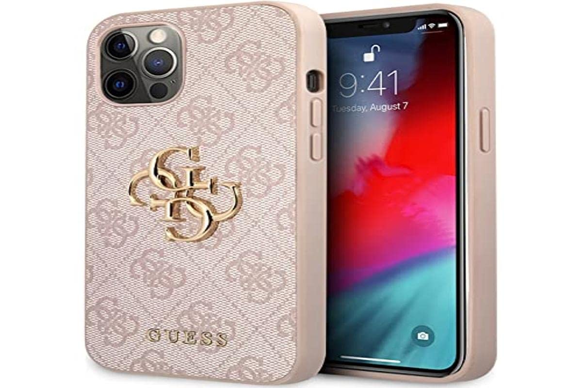 GUESS Case for iPhone 12/12 Pro 6.1 Inch GUHCP12M4GMGPI Pink 4G Big Metal Logo