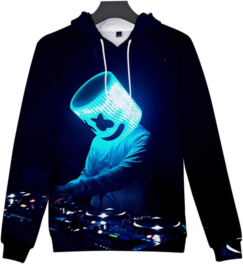 DUHUD Teen Boys and Girls Hoodie Unisex Novelty 3D Print Pullover Sweatshirts DJ Marshmello E00118J Kid(14-16)
