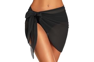 Womens Beach Sarong Summer Bathing suit Cover Up Short Sheer Wrap for Swimwear Chiffon Swimsuit Coverups