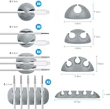 URAQT Cable Clips Holders 20 Pcs Silicone Desk Cable Management Grey view 2