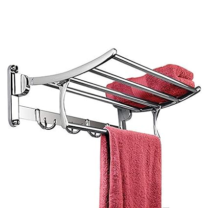Plantex Pitru Stainless Steel Folding Towel Rack for Bathroom/Towel Stand(18 inch-Chrome Finish)