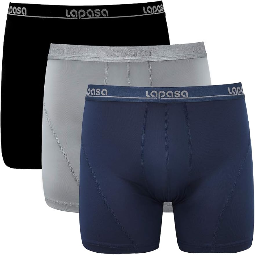 LAPASA Men's 3 Pack Performance Sports Underwear Sports Boxer Shorts