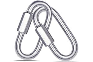 HIGH-PQ 2-Pack M10 Silver Quick Links, 4Inch Threaded Quick Chain Link Connectors, 3/8''Heavy Duty Locking Carabiners,2000 LBS Capacity Anti-Rust Chain Hooks for Towing, Swings, Shade Sails and Bird Toys