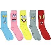 Hyp Spongebob Squarepants Characters Men's Crew Socks 5 Pair Pack