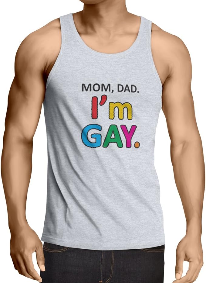 lepni.me Camisetas de Tirantes para Hombre Mamá, papá, Soy Gay! Estilo Retro Orgullo Arco Iris: Amazon.es: Ropa y accesorios