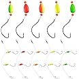 Alwonder 5-Pack Pompano Rigs Surf Fishing Rigs with Snell Floats Saltwater Live Bait Rig, Swivels Duo Lock Snaps Circle Wide Gap Kahle Hooks Rig for Beach Surf Casting Pier Jetty Fishing