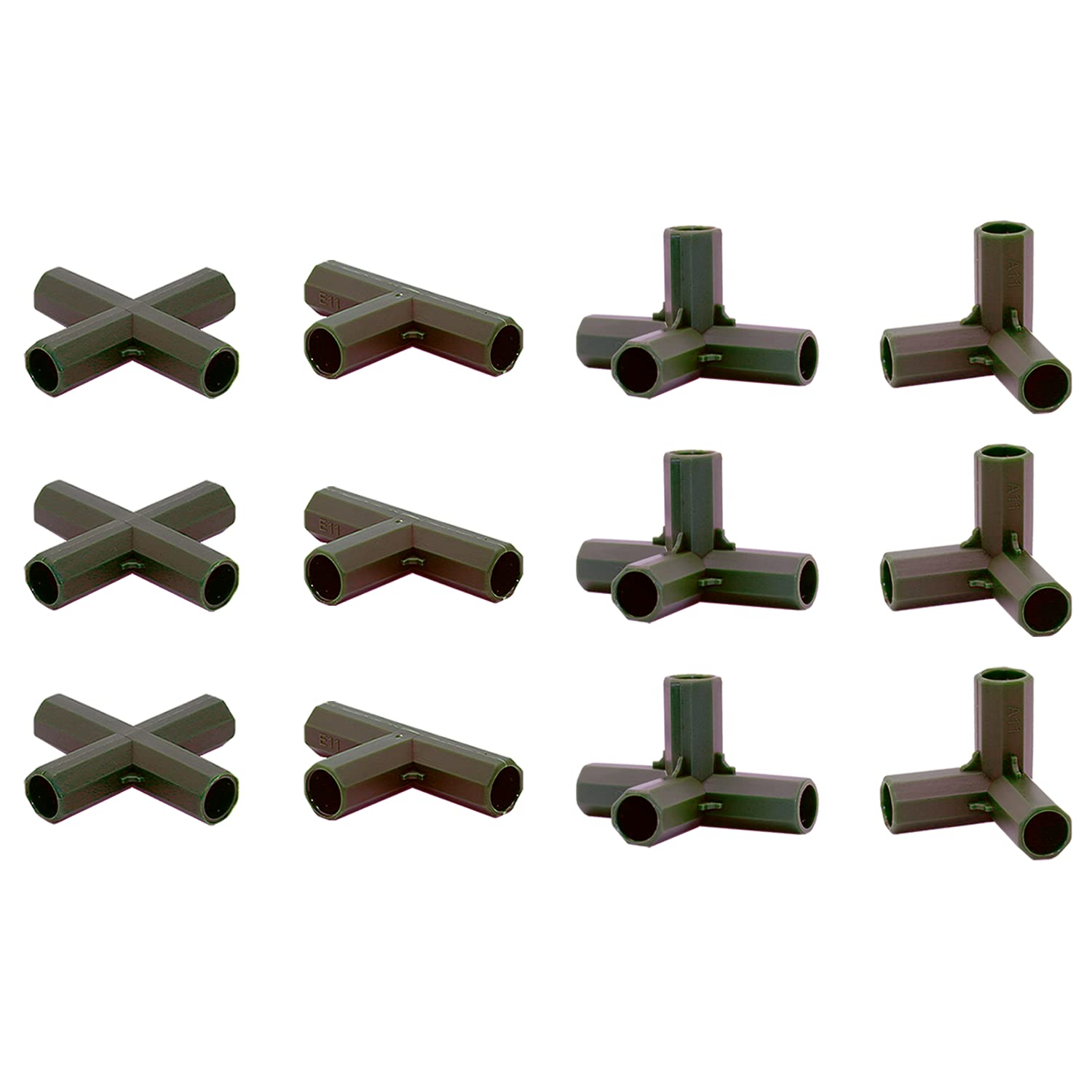 Bykswil 12PCS Fitting 16MM 4 Types Stable Support Heavy Duty Greenhouse Frame Building Connector Black Suitable for Grape Trellis Sunscreen Shed Gardening