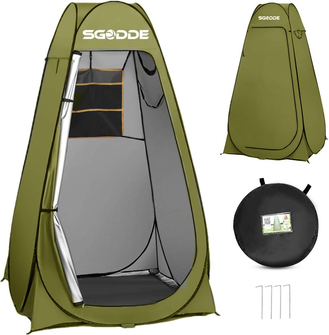 SGODDE Pop Up Privacy Shower Tent,Instant Portable Outdoor Shower Tent Camp Toilet, Changing Room, Rain Shelter with Carry Bag for Camping Hiking Beach Toilet Shower Bathroom Green: Sports & Outdoors
