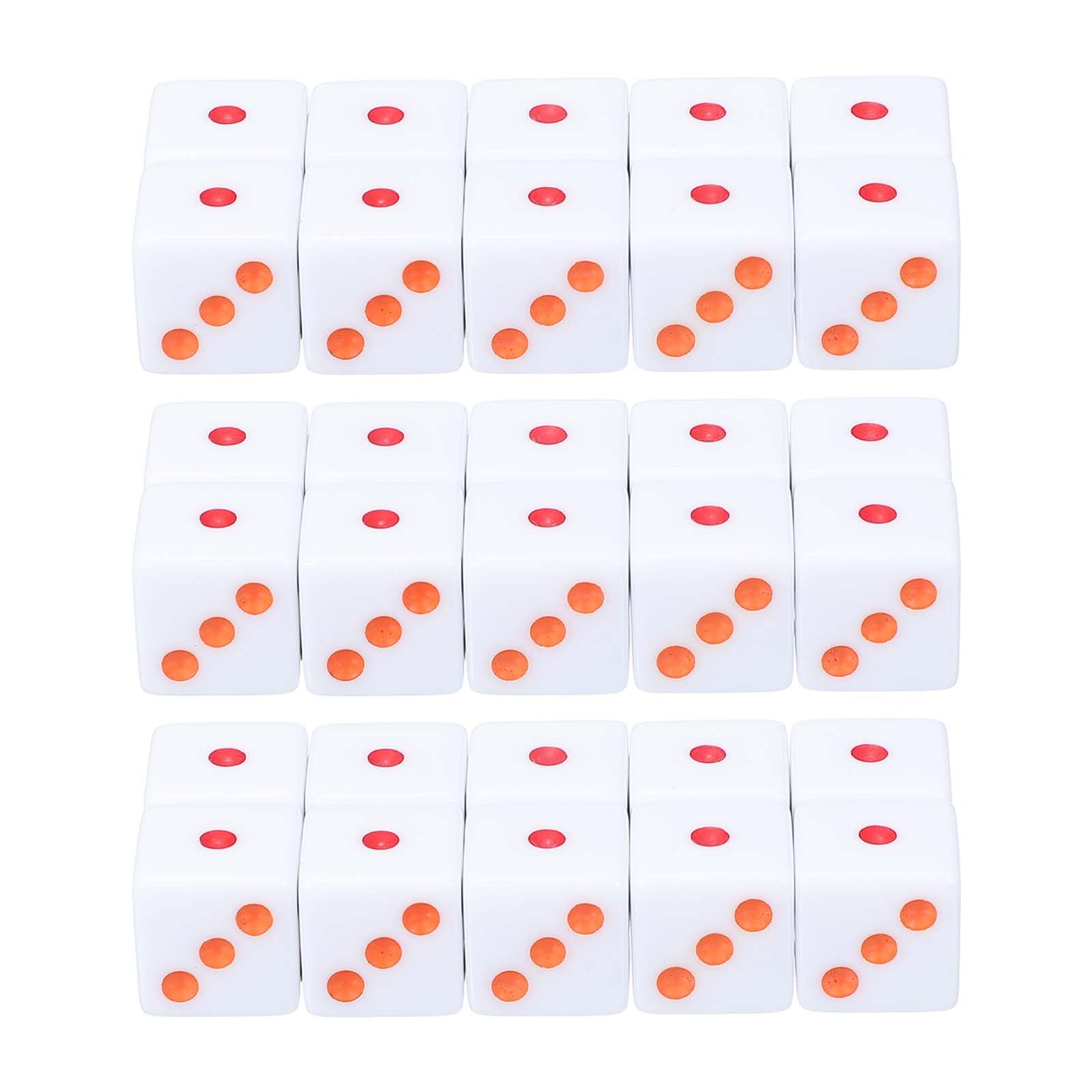 PATIKIL 16 mm Acrylic Dice, 50 Pcs Standard Game Dice Square Corner Dice with Multi-Color Pip Six Sided for Board Games Teaching, White