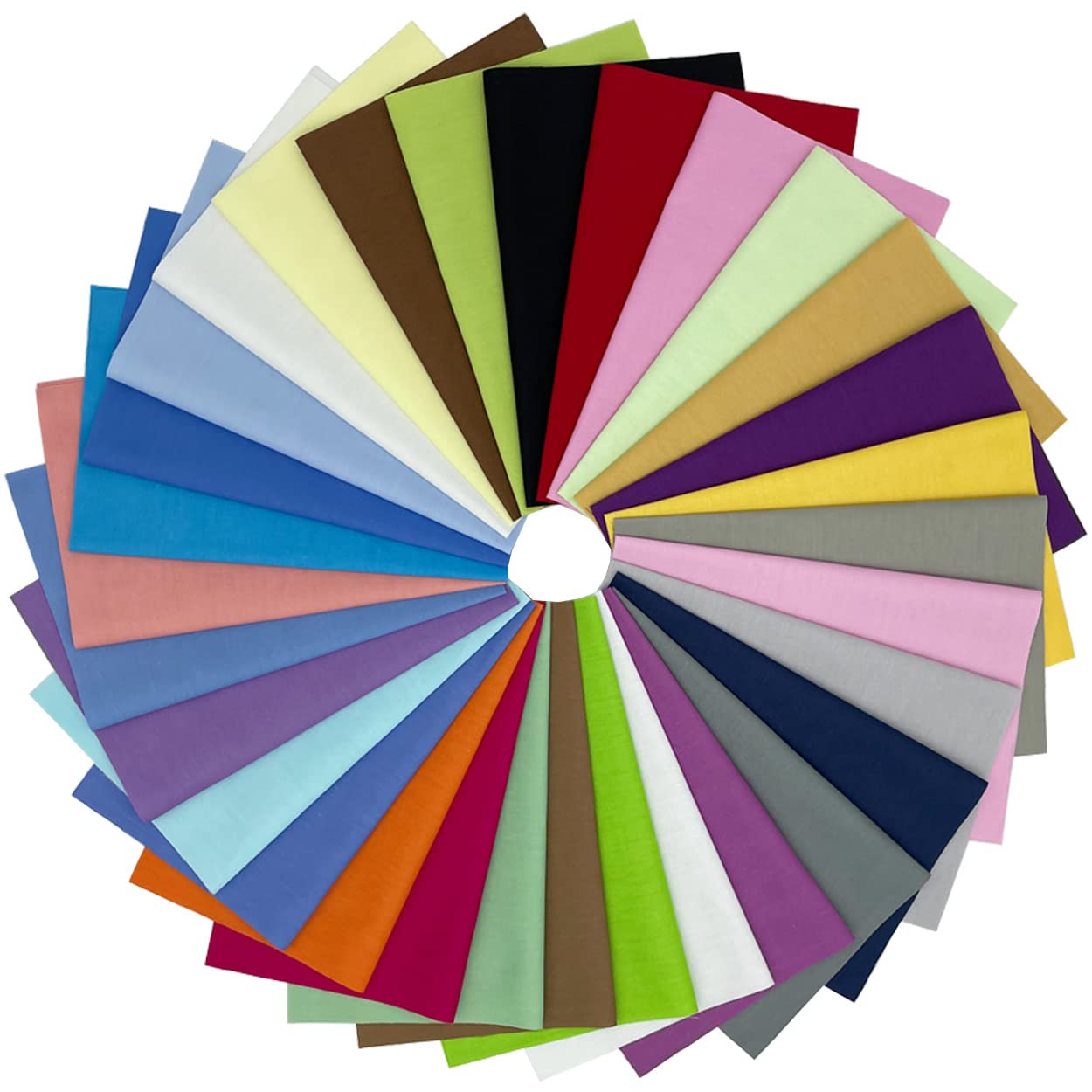 Jukway 31Pcs Multi-Color Cotton Fabric Quarters Bundles 25x20 cm, Solid Colors Mixed Fabrics Craft Patchwork Cloths for Sewing, Quilting, DIY, Scrapbooking, Handwork, 31 Colours (9.8" x 7.9" x 31pcs)