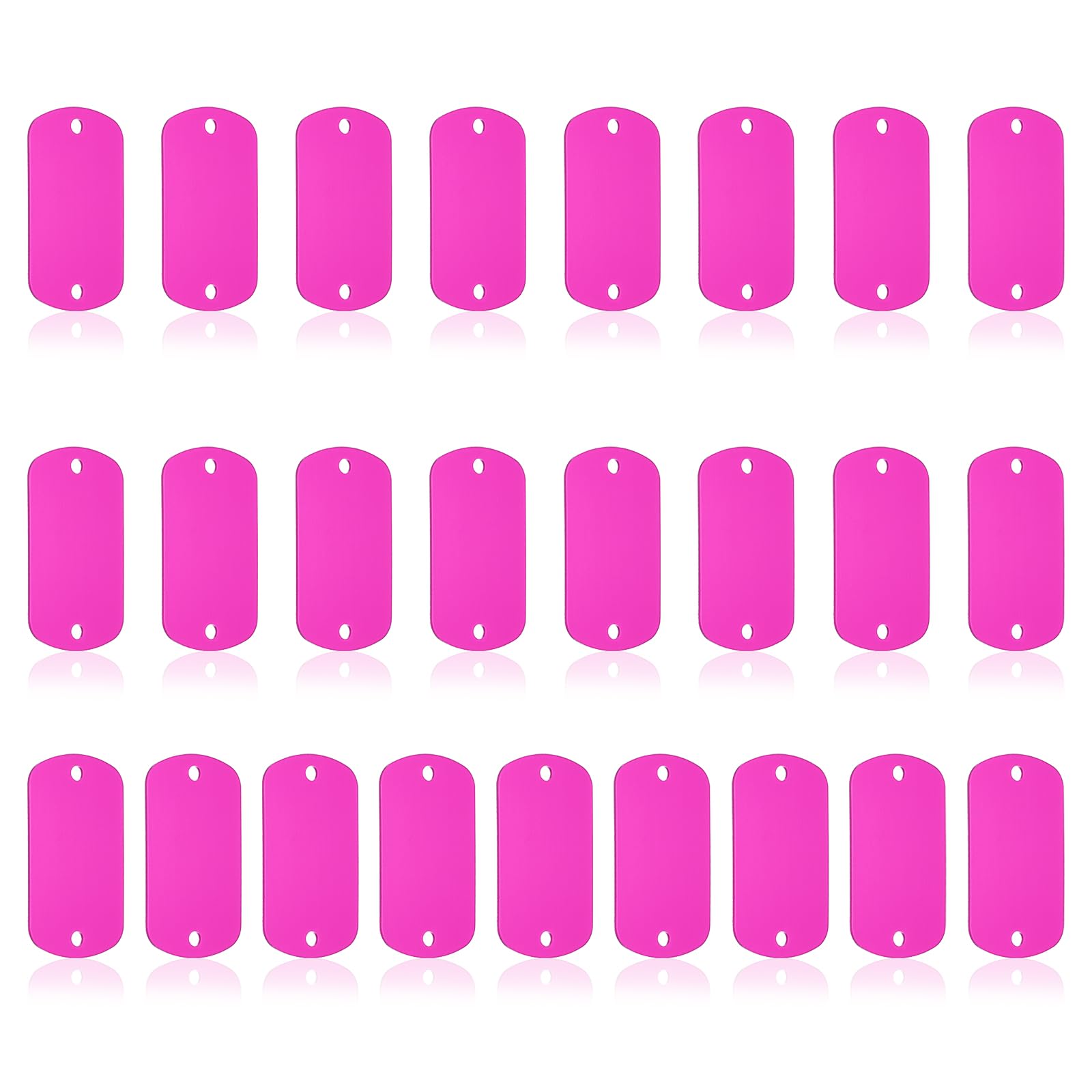 PATIKIL 25pcs Metal Stamping Blanks, Rectangle Stamping Tags Blanks Aluminum Plate DIY Name Tags 5x3cm Metal Engraving Blanks for Laser Engraving Stamping Craft Dog ID Tags, Hot Pink