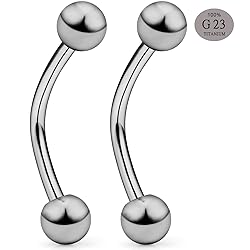 SCERRING 2PCS 16G G23 Titanium Curved Eyebrow