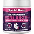 Special Breed Cat Multivitamin with Grass-Fed Bone Broth – Daily Supplement for Immune, Joint, Skin, Coat & Gut Health – Omega 3s, Lysine, Beta Glucan, Vitamins A-E, C, D – 90 Day Supply – No Fillers