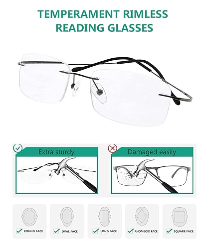 Eyekepper Titanium Rimless Eyeglasses Women Men (Black, 51mm) in