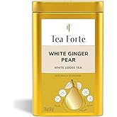 Tea Forte White Ginger Pear Loose Leaf Tea Canister | Makes 35-50 Cups, Handcrafted Loose Leaf White Tea Blend, Airtight Decorative Canister, Premium Gift for Tea Lovers