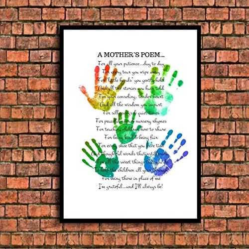 a mothers poem pre school nursery leaving teacher gift print a4 gloss UNFRAMED gift