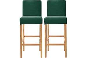SONNACH Velvet Counter Stool Pub Chair Covers - Removable and Stretchable Slipcovers for a (2, Kelly)
